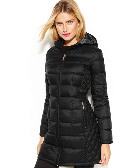 michael kors packable long jacket|Michael Kors shiny puffer jacket.